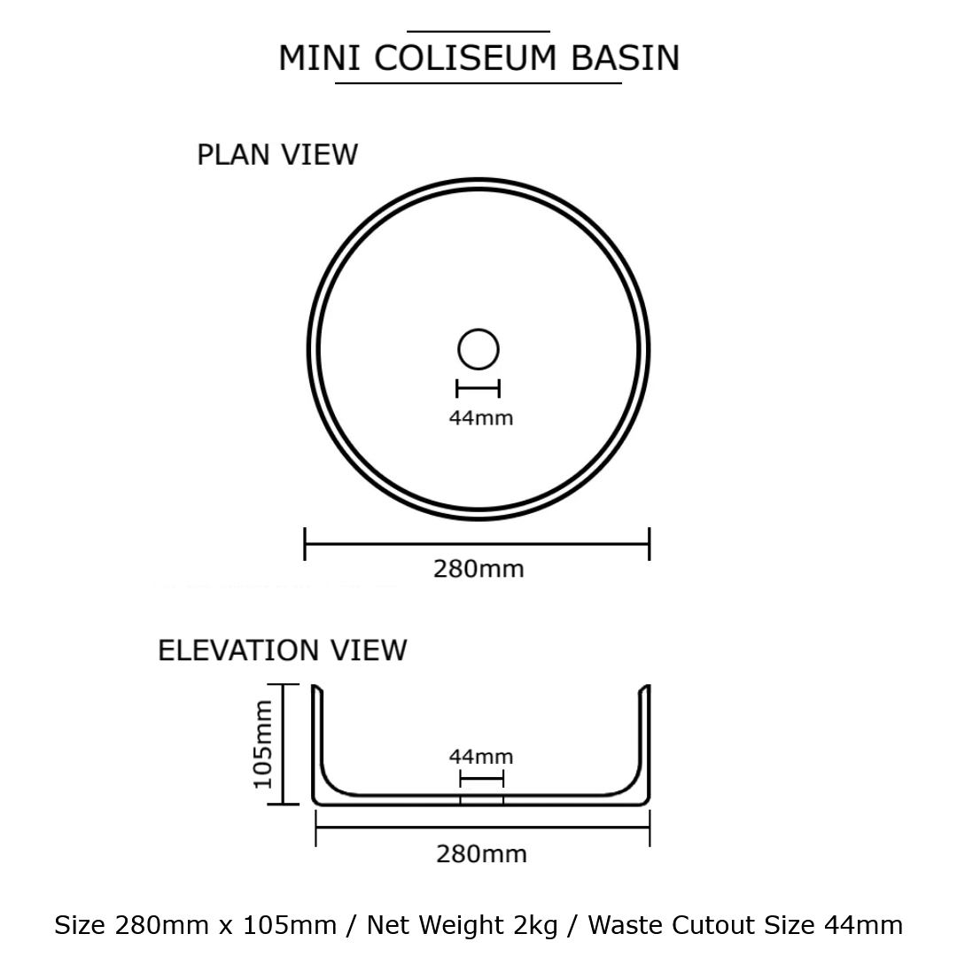 Mini Coliseum Basin Spec Sheet