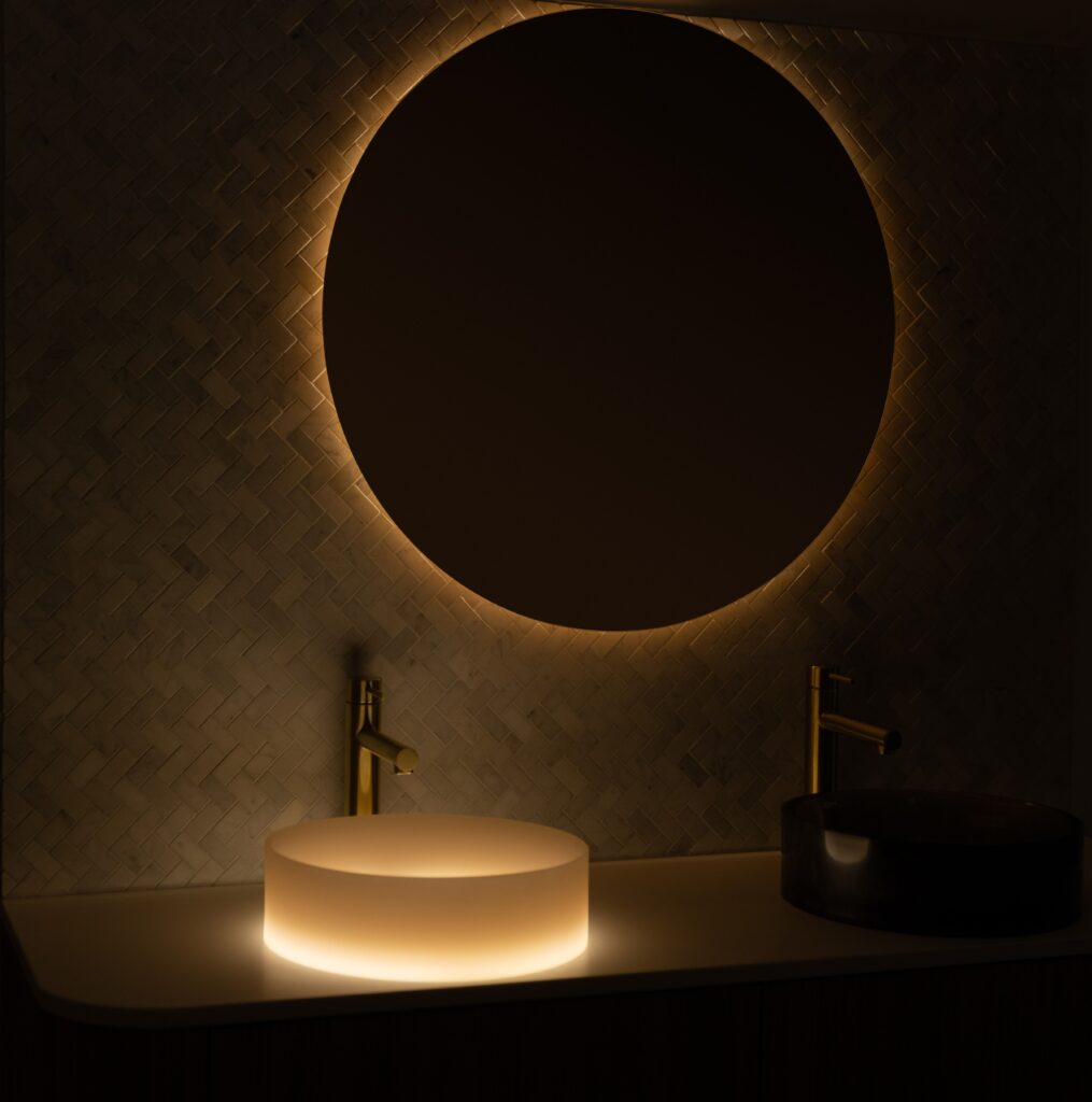 The Basin Lab Toffee Basin - Powder Collection with matching Toffee Mirror - Round Shape