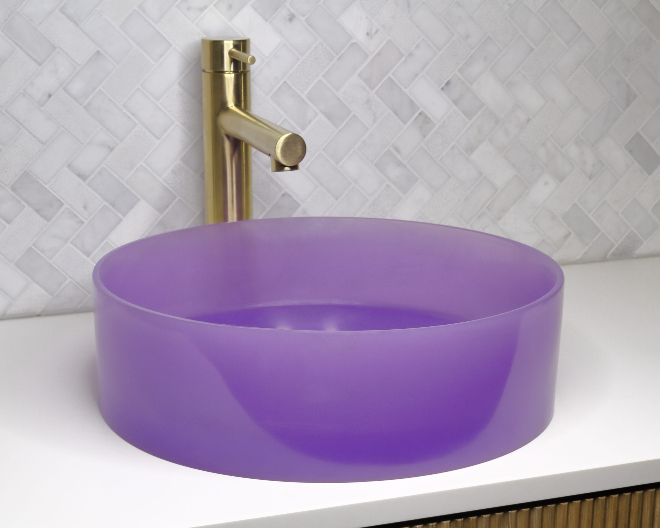 The Basin Lab's purplerain coloured resin basin from their liquid collection